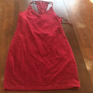 Red dress with lace detail